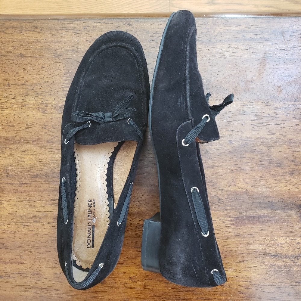 Donald J Pliner Lenna Suede‎ Loafer Flats Round Toe Black Size 7.5
